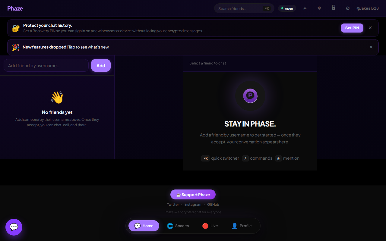 Phaze chat app